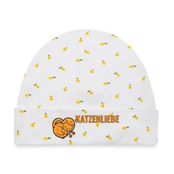 Katzenliebe für echte Katzenfans. - Baby Premium Organic Mütze - Weiß/Zitronengelb - Vorne