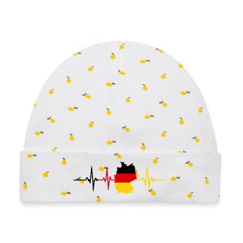 Deutschland Herzschlag Karte Flagge - Baby Premium Organic Mütze - Weiß/Zitronengelb - Vorne