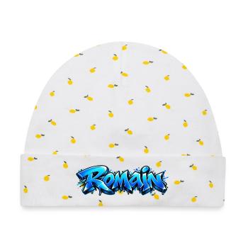 Romain Graffiti Name: Der König der Straße! - Baby Premium Organic Mütze - Weiß/Zitronengelb - Vorne