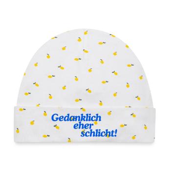 Gedanklich eher schlicht! - Baby Premium Organic Mütze - Weiß/Zitronengelb - Vorne
