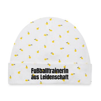 Fußballtrainerin aus Leidenschaft Fußball Geschenk - Baby Premium Organic Mütze - Weiß/Zitronengelb - Vorne