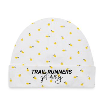 Trail Runners Get Dirty Spruch - Baby Premium Organic Mütze - Weiß/Zitronengelb - Vorne