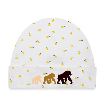 Dreier Gorillas Silhouetten - Baby Premium Organic Mütze - Weiß/Zitronengelb - Vorne
