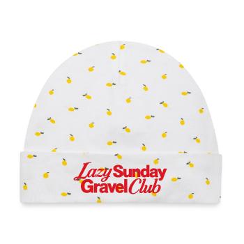 Lazy Sunday Gravel Club Logo - Baby Premium Organic Mütze - Weiß/Zitronengelb - Vorne