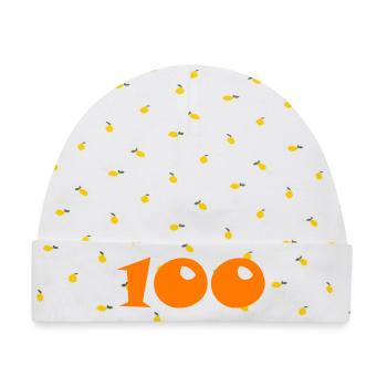 100 - Baby Premium Organic Mütze - Weiß/Zitronengelb - Vorne