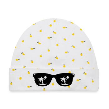 Sonnenbrille - Baby Premium Organic Mütze - Weiß/Zitronengelb - Vorne