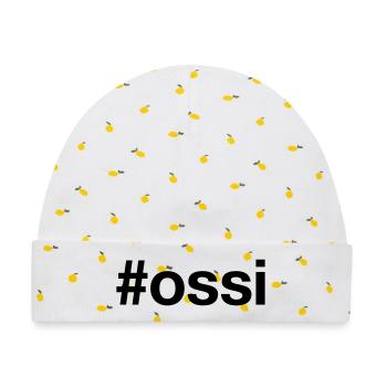 OSSI Hashtag Ostdeutschland - Baby Premium Organic Mütze - Weiß/Zitronengelb - Vorne