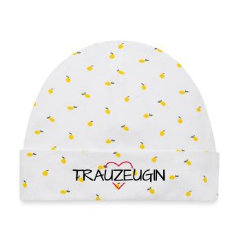Trauzeugin Herz Junggesellinnenabschied - Baby Premium Organic Mütze - Weiß/Zitronengelb - Vorne