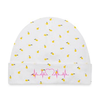 Herzschlag EKG  - Baby Premium Organic Mütze - Weiß/Zitronengelb - Vorne