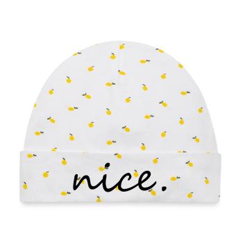 nice - Baby Premium Organic Mütze - Weiß/Zitronengelb - Vorne
