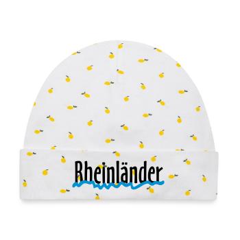 Rheinländer - Die Leute vom Rhein - Baby Premium Organic Mütze - Weiß/Zitronengelb - Vorne