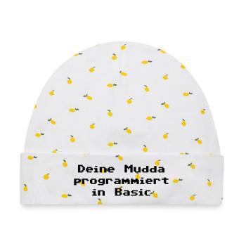Deine Mudda programmiert in Basic - Baby Premium Organic Mütze - Weiß/Zitronengelb - Vorne
