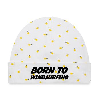 Windsurfen / Windsurfer / Windsurf / Windsurfing - Baby Premium Organic Mütze - Weiß/Zitronengelb - Vorne
