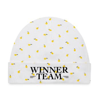 Gewinner Team - Baby Premium Organic Mütze - Weiß/Zitronengelb - Vorne