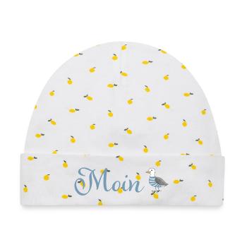 Moin Möwe - Baby Premium Organic Mütze - Weiß/Zitronengelb - Vorne