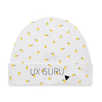 UX Guru - Baby Premium Organic Mütze - Weiß/Zitronengelb - Vorne