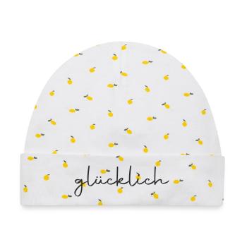 glücklich - Baby Premium Organic Mütze - Weiß/Zitronengelb - Vorne