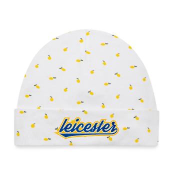 Leicester Script Swoosh auf Kleidung - Baby Premium Organic Mütze - Weiß/Zitronengelb - Vorne