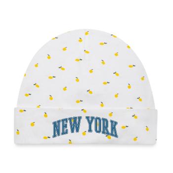 New York Arc-Schriftzug - Baby Premium Organic Mütze - Weiß/Zitronengelb - Vorne