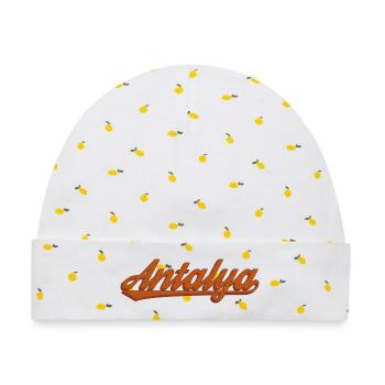 Antalya Schriftzug Retro Design - Baby Premium Organic Mütze - Weiß/Zitronengelb - Vorne