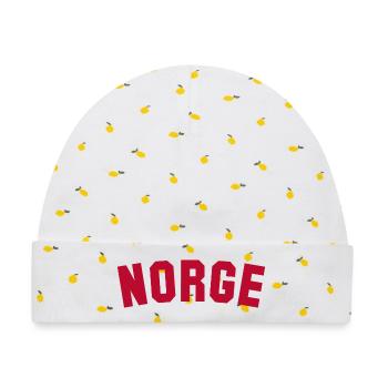 NORWAY Norwegen Norge - Baby Premium Organic Mütze - Weiß/Zitronengelb - Vorne