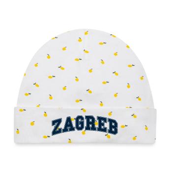 Zagreb Varsity Schriftzug - Baby Premium Organic Mütze - Weiß/Zitronengelb - Vorne