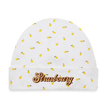 Strasbourg Script Souvenir - Baby Premium Organic Mütze - Weiß/Zitronengelb - Vorne