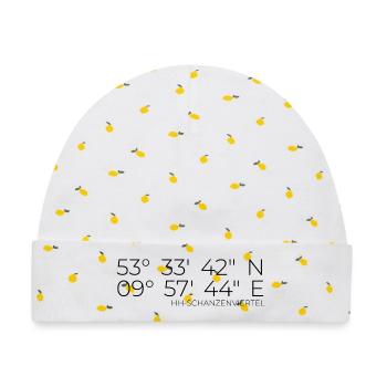 Koordinaten Schanzenviertel Hamburg - Baby Premium Organic Mütze - Weiß/Zitronengelb - Vorne