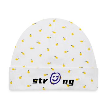 Lebendige -Grafik auf Textil - Baby Premium Organic Mütze - Weiß/Zitronengelb - Vorne