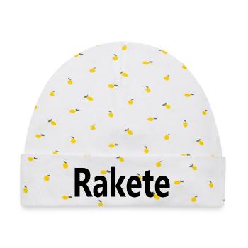 Rakete - Baby Premium Organic Mütze - Weiß/Zitronengelb - Vorne