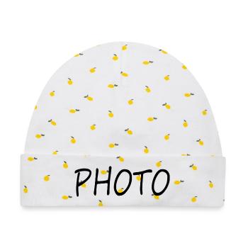 Photo Schriftzug Foto Bild - Baby Premium Organic Mütze - Weiß/Zitronengelb - Vorne