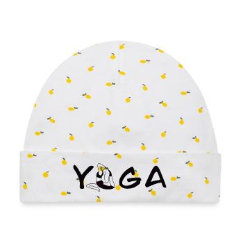 Yoga Pose - Baby Premium Organic Mütze - Weiß/Zitronengelb - Vorne