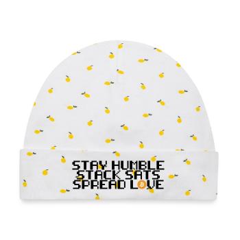 Bitcoin - stay humble, stack sats, spread love - Baby Premium Organic Mütze - Weiß/Zitronengelb - Vorne