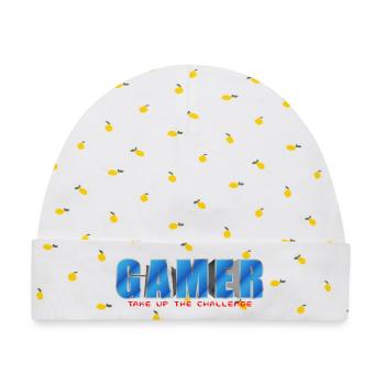 NERDY forever - Gamer - Baby Premium Organic Mütze - Weiß/Zitronengelb - Vorne