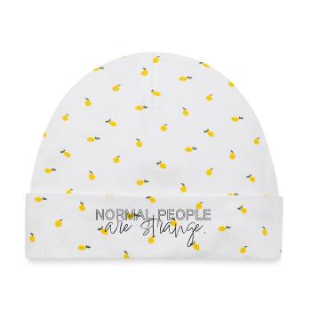 normal people are strange - Baby Premium Organic Mütze - Weiß/Zitronengelb - Vorne
