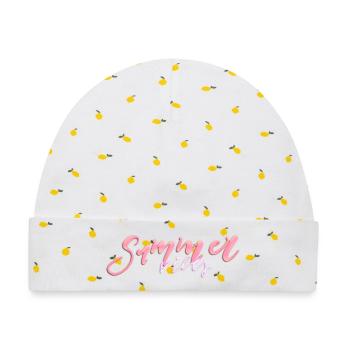 Summer Vibes – Neon Handlettering - Baby Premium Organic Mütze - Weiß/Zitronengelb - Vorne
