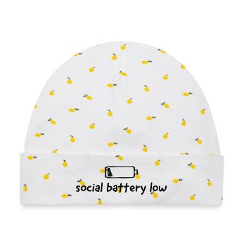social battery low - Baby Premium Organic Mütze - Weiß/Zitronengelb - Vorne