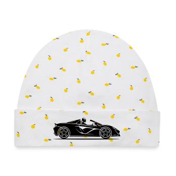 Auto Cabrio Symbol - Baby Premium Organic Mütze - Weiß/Zitronengelb - Vorne