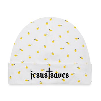 Jesus Saves - Baby Premium Organic Mütze - Weiß/Zitronengelb - Vorne