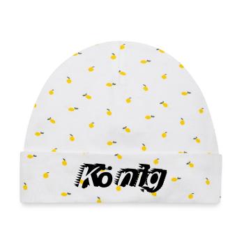  König - Baby Premium Organic Mütze - Weiß/Zitronengelb - Vorne