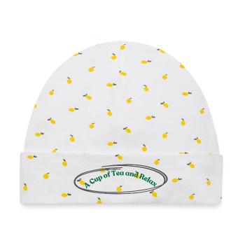 Tee und Entspannung Vintage Design - Baby Premium Organic Mütze - Weiß/Zitronengelb - Vorne