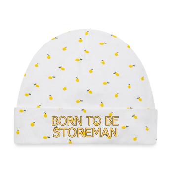Storeman Born To Be - Baby Premium Organic Mütze - Weiß/Zitronengelb - Vorne