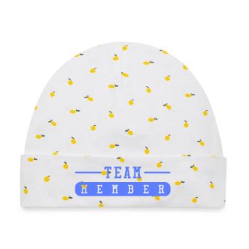 Team Mitglied Wortmarke Druckdesign - Baby Premium Organic Mütze - Weiß/Zitronengelb - Vorne