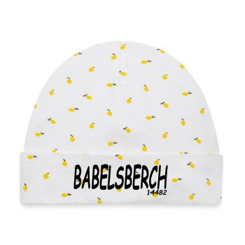BABELSBERCH 14482 - Baby Premium Organic Mütze - Weiß/Zitronengelb - Vorne