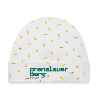 Prenzlauer Berg Berlin - Schönes, schlichtes Desig - Baby Premium Organic Mütze - Weiß/Zitronengelb - Vorne