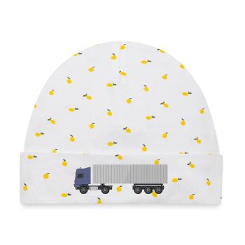 Container-LKW - Baby Premium Organic Mütze - Weiß/Zitronengelb - Vorne