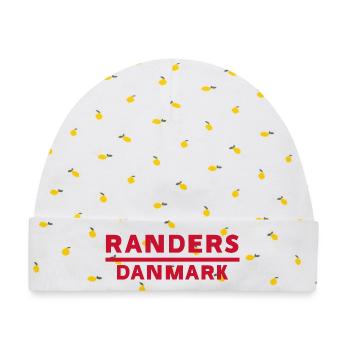Randers Dänemark Fett Rot Typografie - Baby Premium Organic Mütze - Weiß/Zitronengelb - Vorne