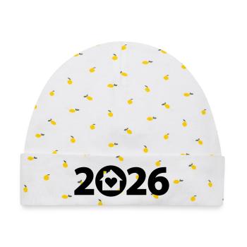 Bauherr 2026, Einweihungsparty 2026, Heim 2026 - Baby Premium Organic Mütze - Weiß/Zitronengelb - Vorne