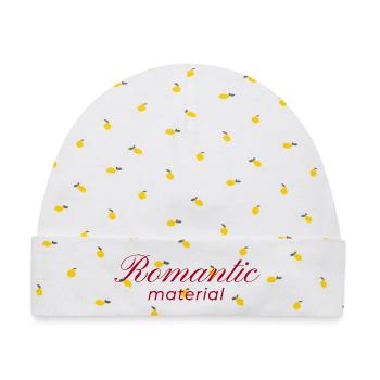 Typografie-Design Romantic Material - Baby Premium Organic Mütze - Weiß/Zitronengelb - Vorne