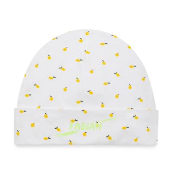 Fabian - Baby Premium Organic Mütze - Weiß/Zitronengelb - Vorne